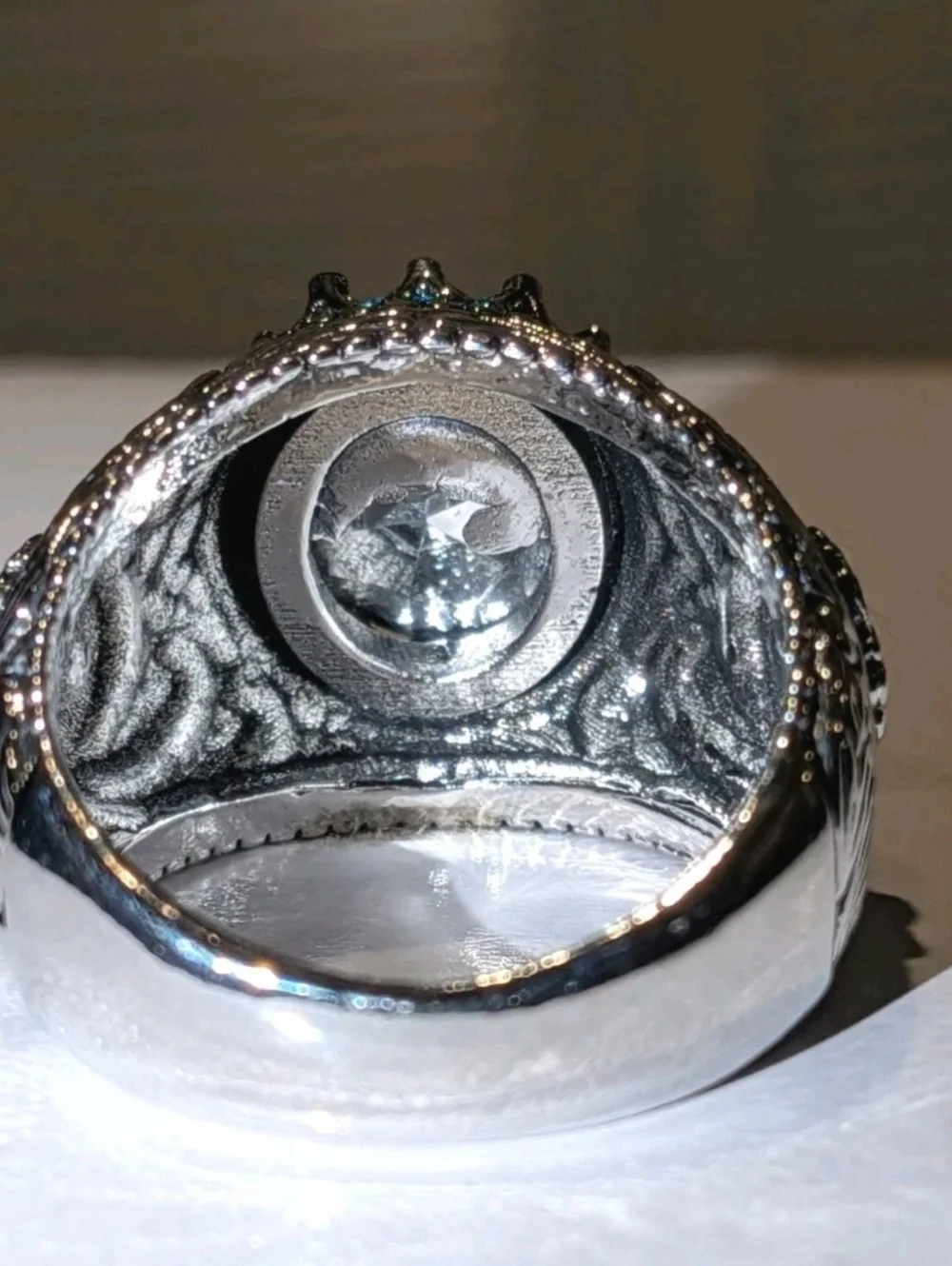Men's Turkish Vintage Style Ring Silver Plated 5 Ct Lab-Created Sapphire Sz 10